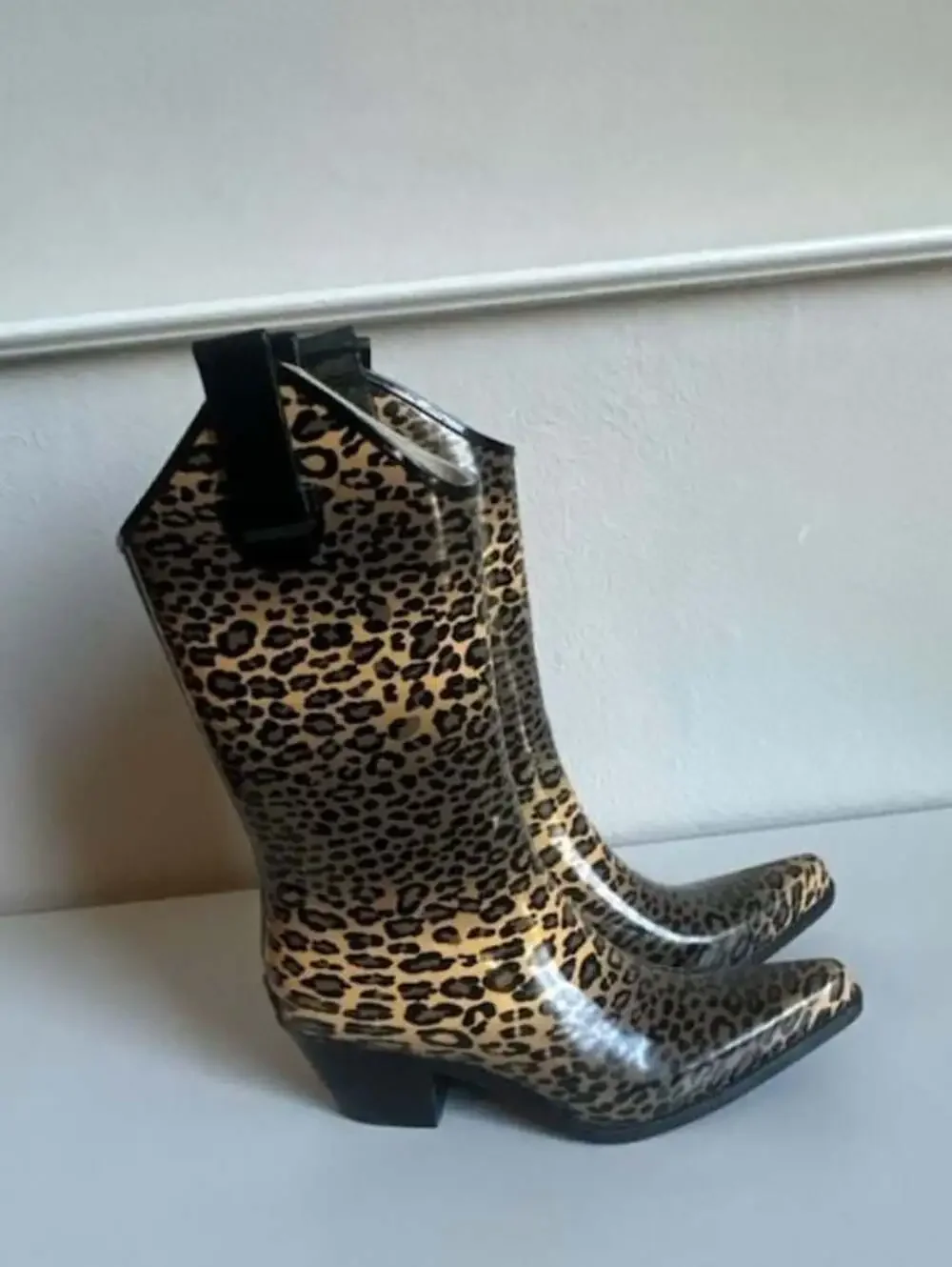 Leopard Print Rubber Cowgirl Rain Boots